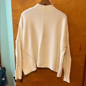 LOFT Cream Textured Turtleneck Sweater